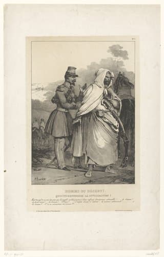 Franse officier in gesprek met een Arabische krijger by Nicolas Toussaint Charlet