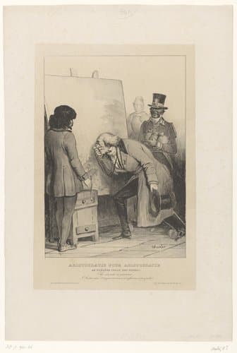 Oude aristocraat bekijkt het schilderij van een kunstenaar by Nicolas Toussaint Charlet