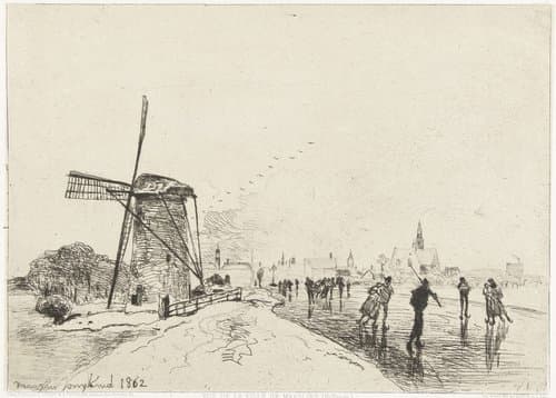 Gezicht op Maassluis by Johan Barthold Jongkind