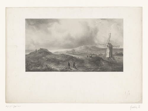 Duinlandschap met molen by Théodore Gudin