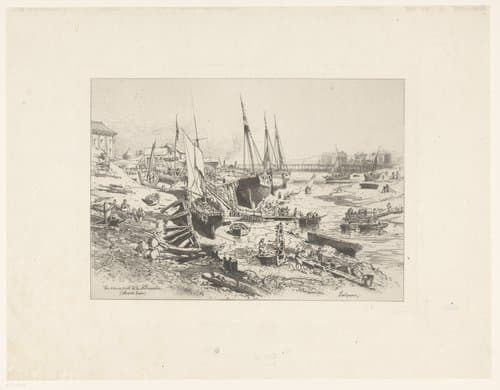 Gezicht op de haven van Normandië by Maxime François Antoine Lalanne