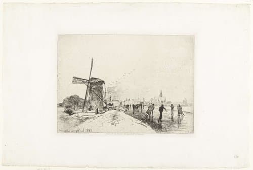 Vue de la ville de Maaslins (Hollande) by Johan Barthold Jongkind
