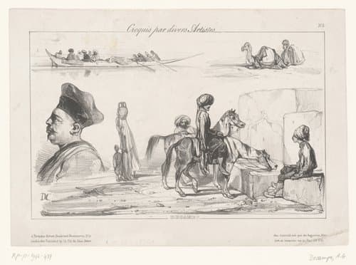 Vijf voorstellingen van oosterse figuren by Alexandre-Gabriel Decamps
