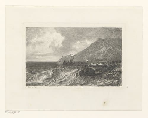 Gezicht op een Zwitsers meer bij storm by Alexandre Calame