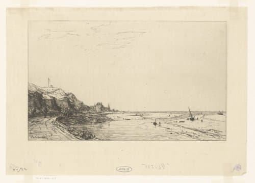 Vue prise du port de Dives by Maxime François Antoine Lalanne