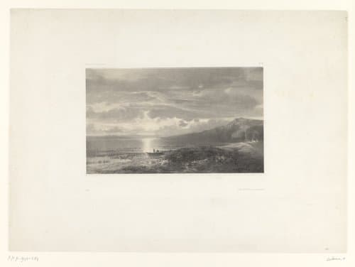 Berglandschap met boten op een meer by Alexandre Calame