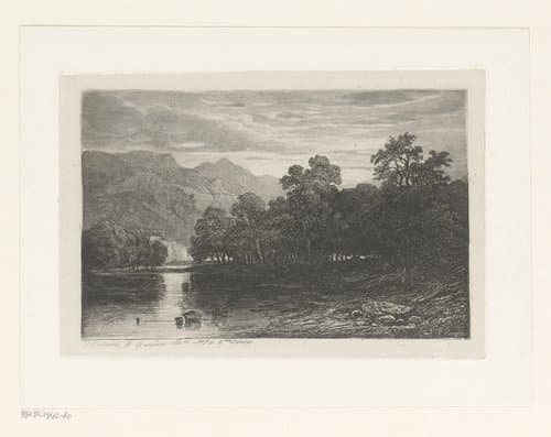 Berglandschap met een meer by Alexandre Calame