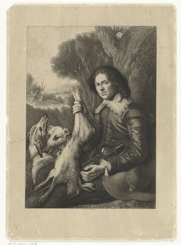 Jager met haas in de rechterhand by Johannes Arnoldus Boland