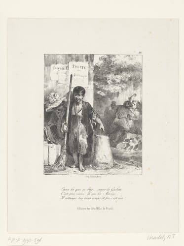Kleine straatveger en vechtende jongens by Nicolas Toussaint Charlet