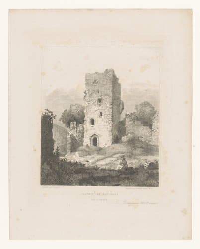 Ruïnes van Chateau de Poulseur sur l'Ourte by Auguste Numans