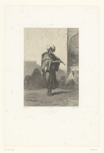 Fluitspelende man in Caïro by Adolphe Mouilleron