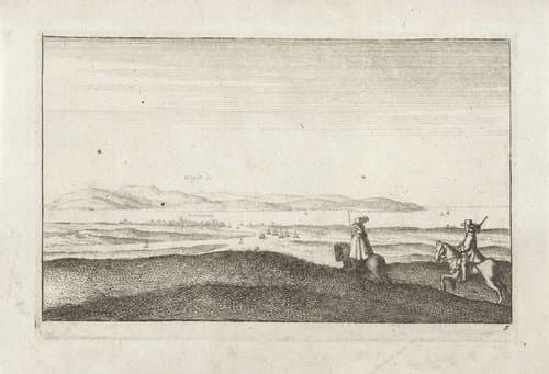 Landschap met gezicht op het eiland Wight by Wenceslaus Hollar