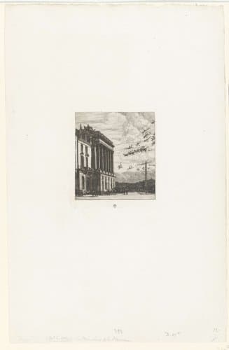 Ministerie van Marine met fantasie wezens in de lucht boven Parijs by Charles Meryon