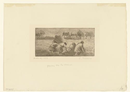 Boeren op het land aan het werk by Camille Jacob Pissarro