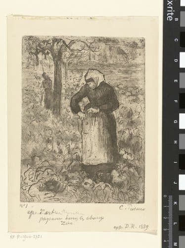 Boerin tussen de kolen by Camille Jacob Pissarro