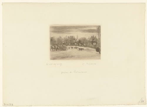 Prairies de Bazincourt by Camille Jacob Pissarro