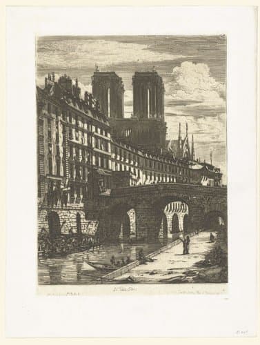 Petit Pont over de Seine in Parijs by Charles Meryon