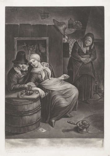Herbergscène met een liefdespaar by John Greenwood
