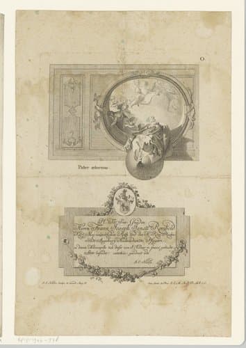 Plafondornament met God en engelen by Johann Esaias Nilson