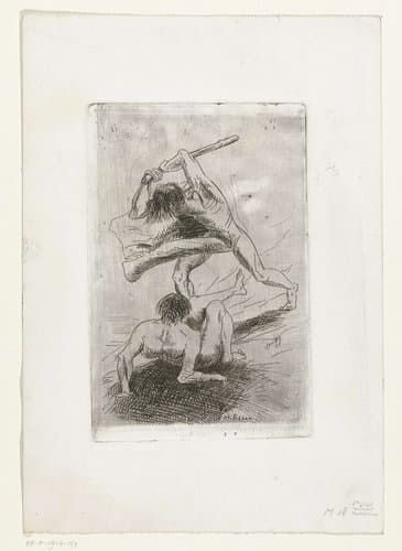 Kaïn doodt Abel by Odilon Redon