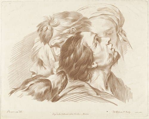 Studie van hoofden en hondekop by Gilles Demarteau