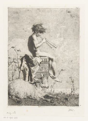 Jongen bespeelt de aulos