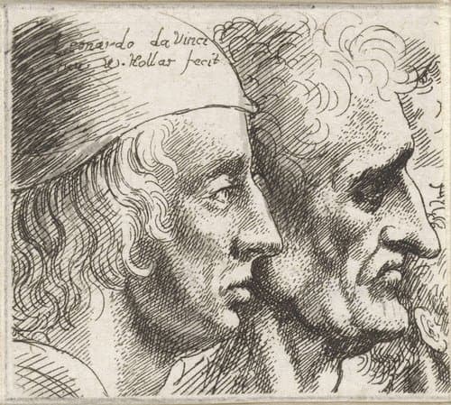 Twee mannenkoppen en profil by Wenceslaus Hollar