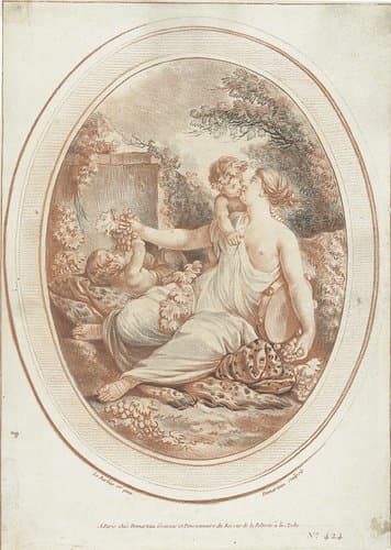 Bacchanaal met nimf en twee putti by Gilles Demarteau