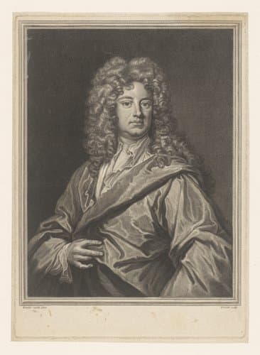 Portret van Charles Montague by Pierre Drevet