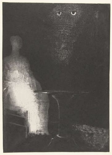 Je vis dessus le contour vapoureux d'une forme humaine by Odilon Redon