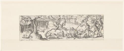 Jacht op wilde zwijnen by Etienne Delaune