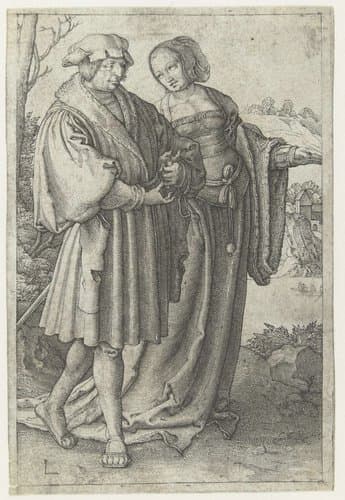 Wandelend paar by Jan Harmensz. Muller