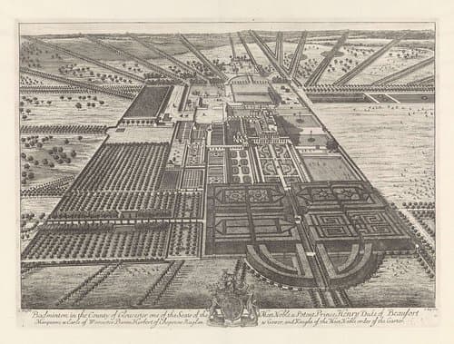 Gezicht op het landgoed Badminton by Johannes Kip