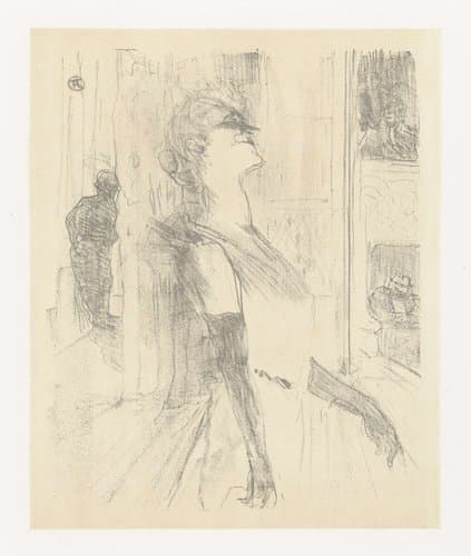 Portret van actrice Yvette Guilbert tijdens optreden by Henri de Toulouse-Lautrec