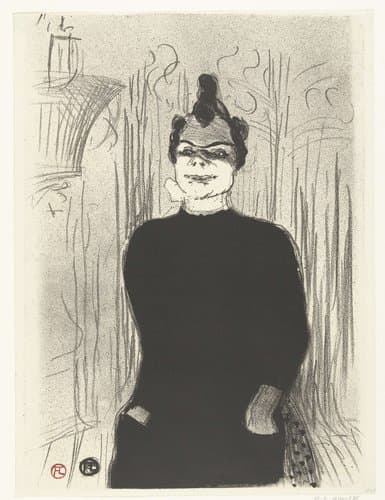 Portret van Nicolle tijdens optreden in muziektheater Gaieté Rochechouart by Henri de Toulouse-Lautrec