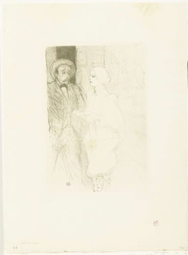 Portret van acteurs Léonie Yahne en Henri Mayer in toneelstuk l'Age difficile by Henri de Toulouse-Lautrec