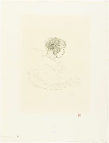 Portret van actrice Luce Myrès met waaier by Henri de Toulouse-Lautrec