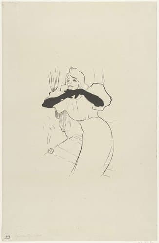 Portret van actrice Yvette Guilbert bij haar optreden in Linger longer loo by anonymous