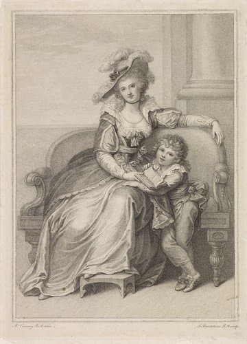 Mevrouw Hardinge en haar zoon by Francesco Bartolozzi