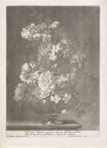 Bloemen in een glazen vaas by Pieter Schenk (I)
