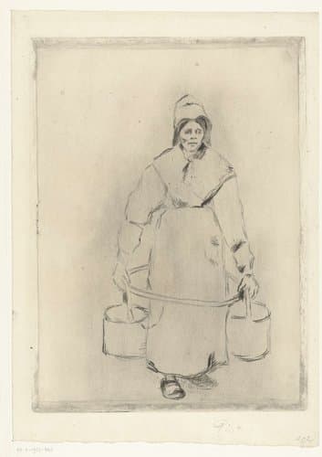 Paysanne au puits, étude by Camille Jacob Pissarro