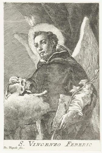 Heilige Vincentius Ferrer (Ferrier) met vleugels en schedel by Giovanni Domenico Tiepolo