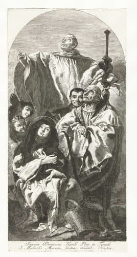 Drie mannelijke heiligen en vrouwelijke heilige van benedictijnse orde by Giovanni Domenico Tiepolo