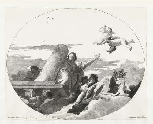 Allegorie met Kracht (Fortitudo) en Vrede (Pax) by Giovanni Domenico Tiepolo