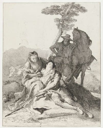 Angelica geneest de wond van Medoro by Giovanni Domenico Tiepolo