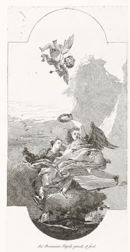 Faam kroont deugd met lauwerkrans by Giovanni Domenico Tiepolo