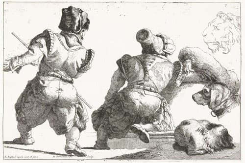 Studies van twee mensen by Giovanni Domenico Tiepolo