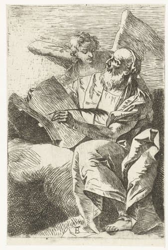 Evangelist Matteus met engel by Giovanni Battista Tiepolo