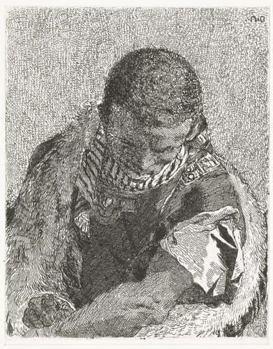 Zwarte jongen met gebogen hoofd by Giovanni Domenico Tiepolo