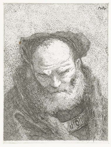 Oude man met baard en gebogen hoofd by Giovanni Domenico Tiepolo